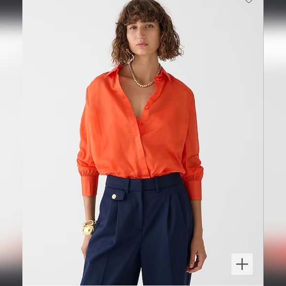 NEW J.Crew Button Up Shirt Sheer Organza Luxury Lightweight Classic Summer Women - Picture 1 of 8